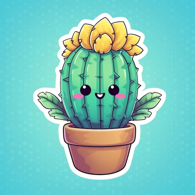 Ilustración de una IA generativa de pegatina de cactus linda