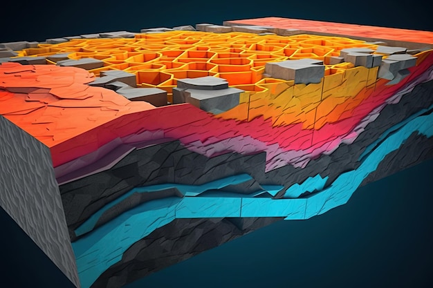 Foto una ilustración de un iceberg 3d dividido en colores ia generativa