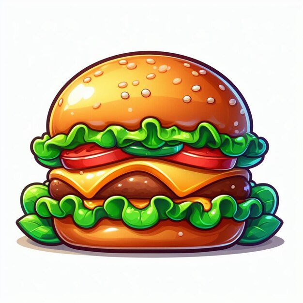 Ilustración de icona vectorial gratuita hamburguesa colorida aislada sobre fondo blanco