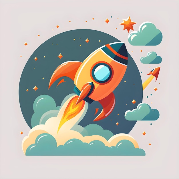 Ilustración de icono 2d de un cohete