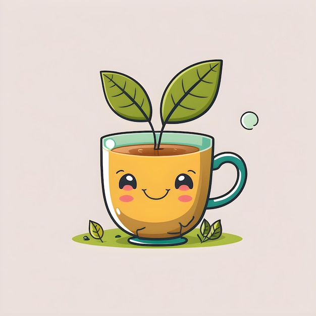 Ilustración de icono 2D de un té verde