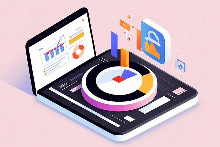 Foto ilustración de icono 3d análisis de datos de marketing seo