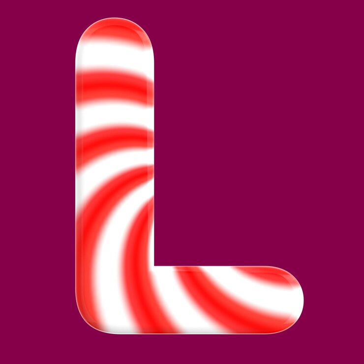 Foto ilustración de icono 3d de la letra l con textura de caramelo