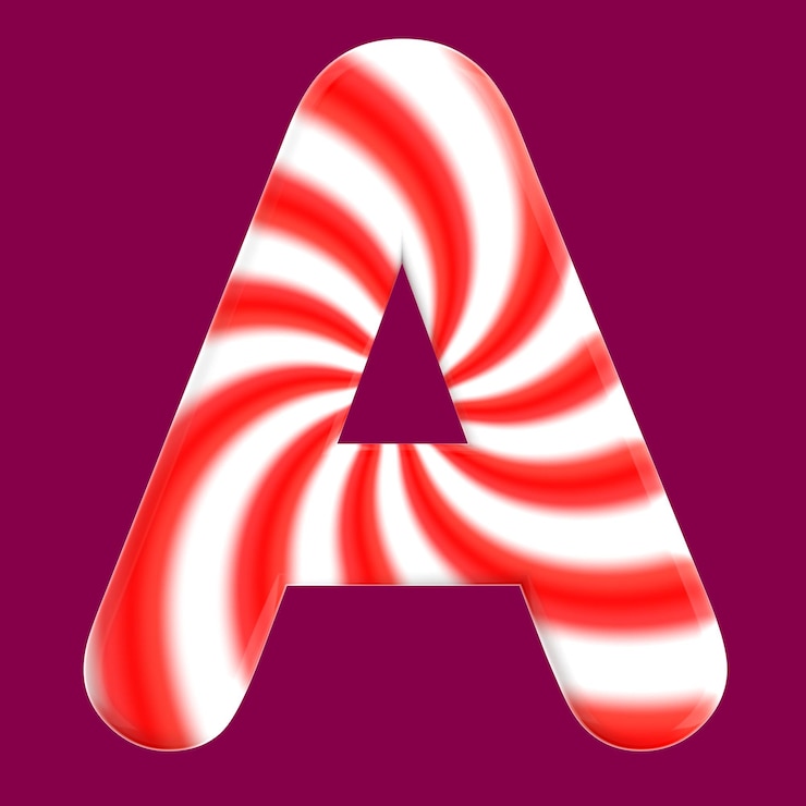 Foto ilustración de icono 3d de la letra a con textura de caramelo