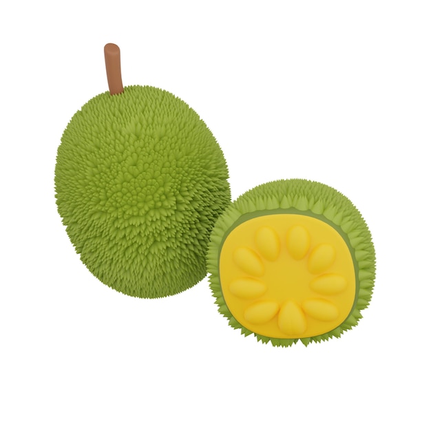 Ilustración de icono aislado de Jack Fruit 3D Render