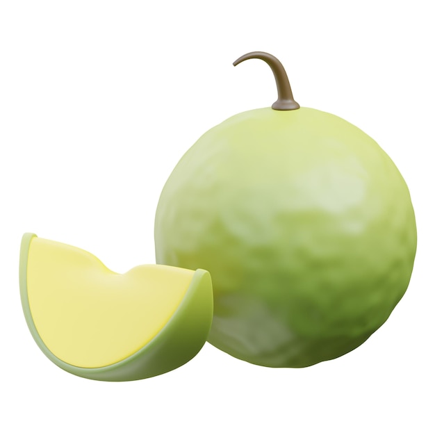 Ilustración de icono aislado de melón 3D Render
