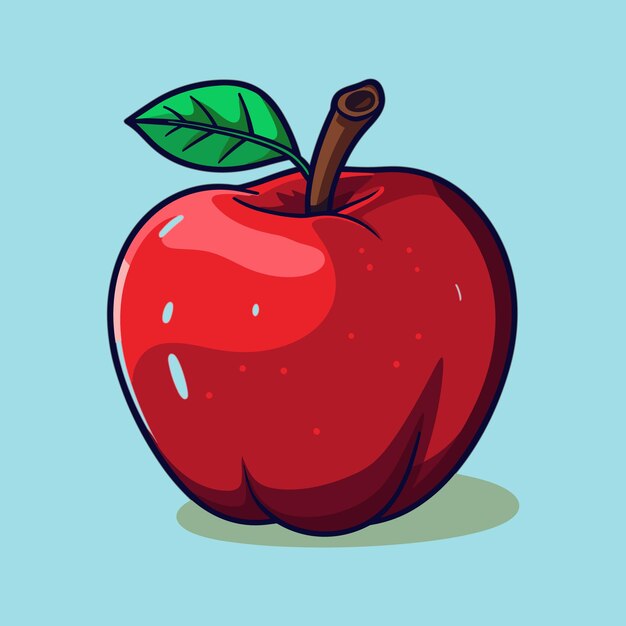 Foto ilustración del icono de dibujos animados de la fruta de manzana vectorial