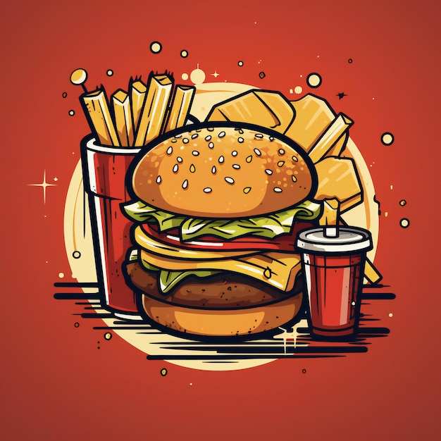 Ilustración del icono del logotipo de comida rápida