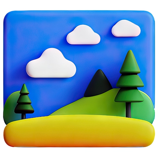 Ilustración de icono de paisaje 3D