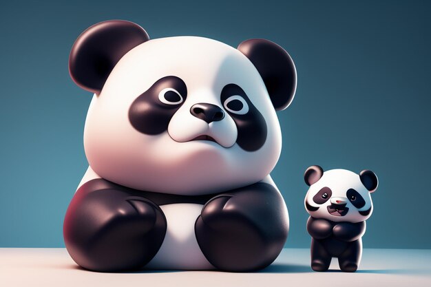 Foto ilustración de icono de panda 3d de dibujos animados c4d que muestra un animal salvaje realista panda chino lindo