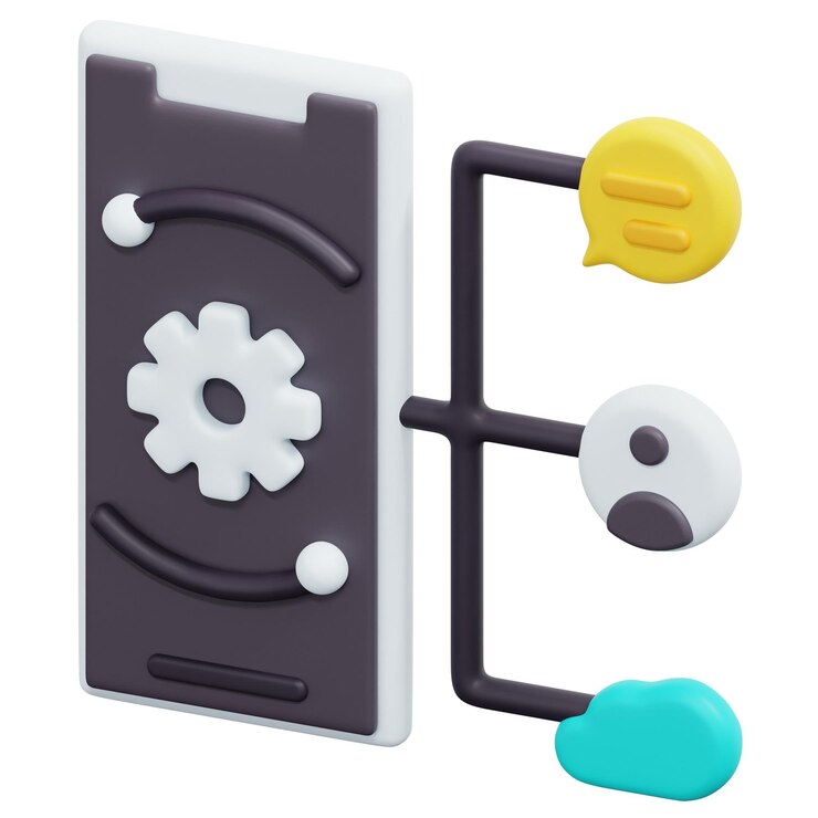 Foto ilustración de icono de procesamiento 3d de algoritmo