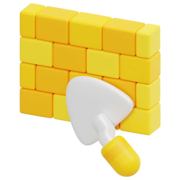 ilustración de icono de procesamiento 3d de pared de ladrillo