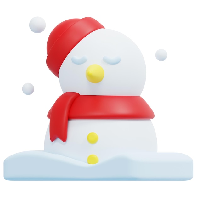 ilustración de icono de render 3d de muñeco de nieve