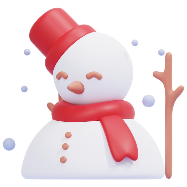 ilustración de icono de render 3d de muñeco de nieve