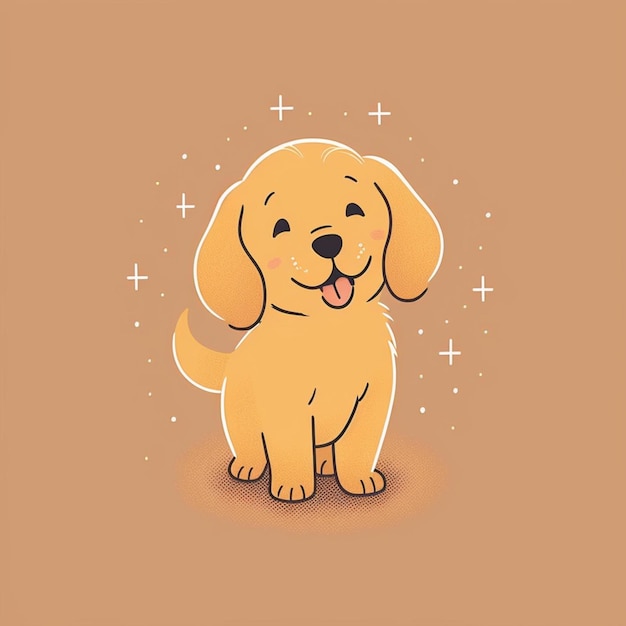 Foto ilustración de icono de vector de dibujos animados de perro lindo