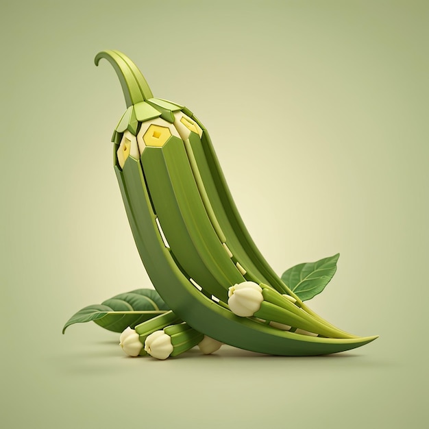 Ilustración de icono vectorial de dibujos animados de verduras de okra alimento concepto de icono de naturaleza vector premium aislado