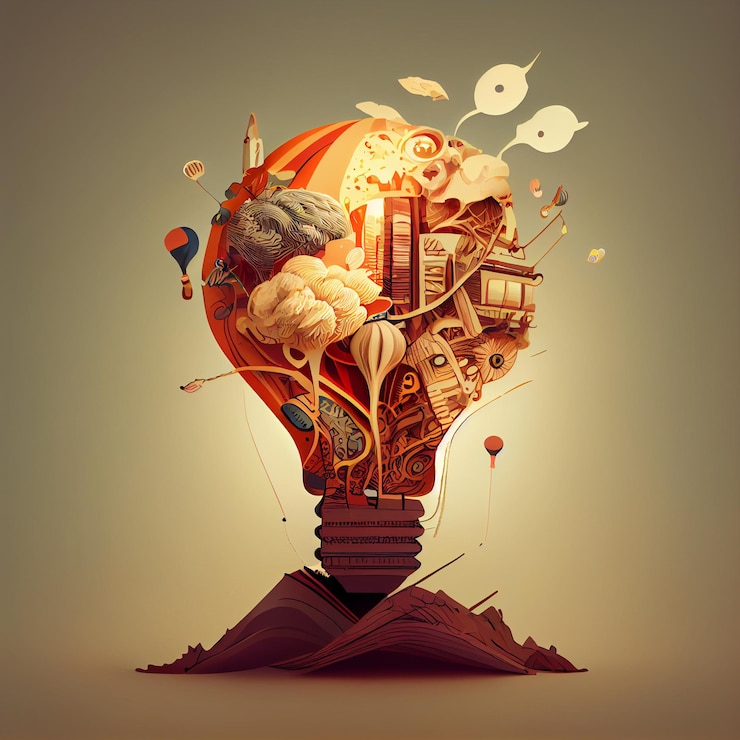 Ilustración de la idea de pensamiento creativoGenerative ai