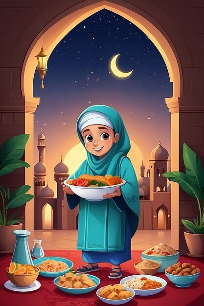 Ilustración del Iftar plano