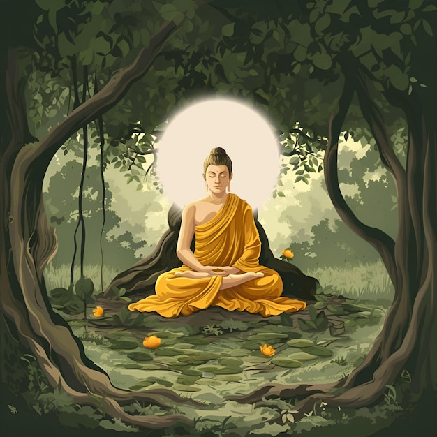 La ilustración iluminada del Señor Buda para el día de Vesak