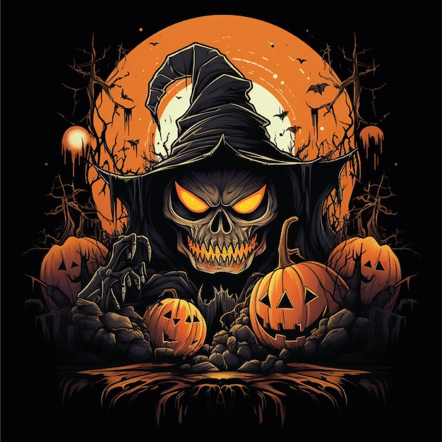 Foto ilustración de ilustraciones de camiseta gráfica de halloween