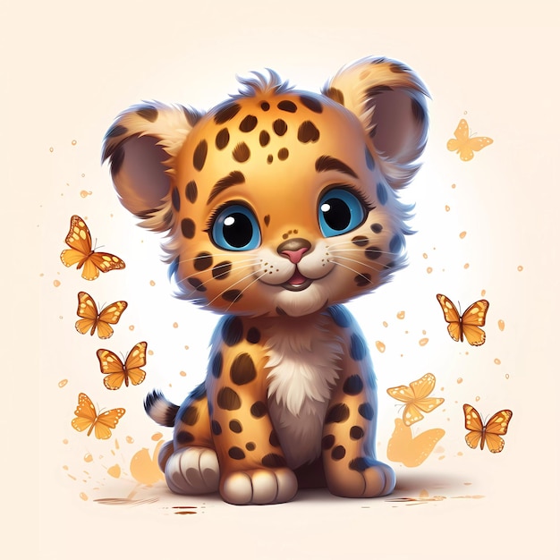 Ilustración de ilustraciones de imágenes prediseñadas de leopardo lindo
