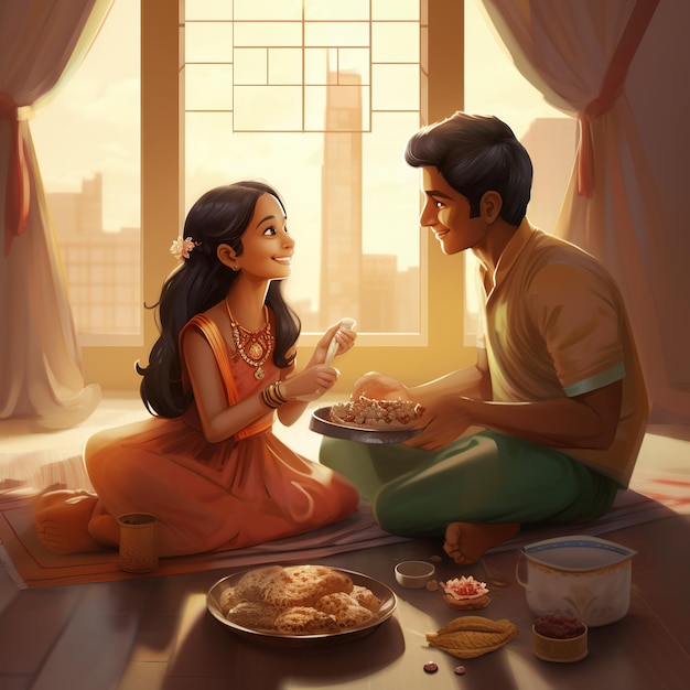 ilustración de la imagen de bhai dooj