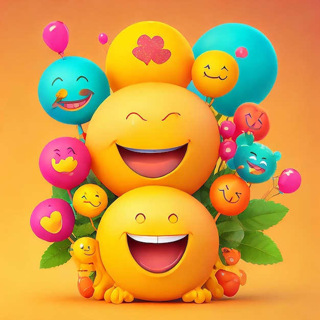 Ilustración de imagen de fondo de foto de emojis del día mundial de la sonrisa