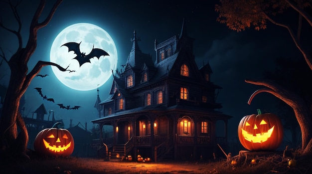 Ilustración de imagen de fondo de tema de concepto de noche de Halloween