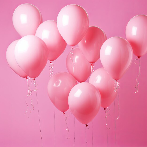 Foto ilustración de la imagen de globos de helium rosa flotando