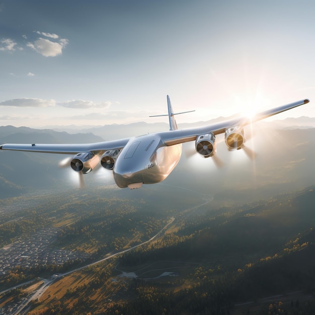 Foto ilustración de una imagen ultra realista de 4k de un avión de ala wix blanca l