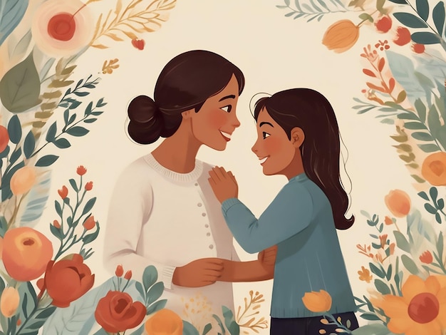 Foto ilustración de imágenes lindas que capturan el vínculo entre una madre y su hija hijo en el día de la madre