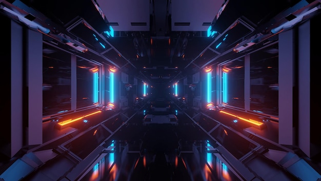 Ilustración impresionante de un túnel futurista con luces de neón