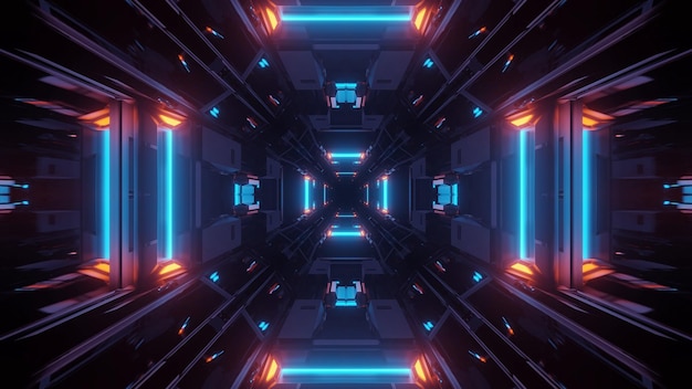 Ilustración impresionante de un túnel futurista con luces de neón