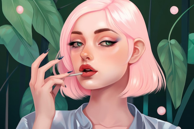 Ilustración de un influencer en estilo anime Avatar o personaje ficticio imagen horizontal