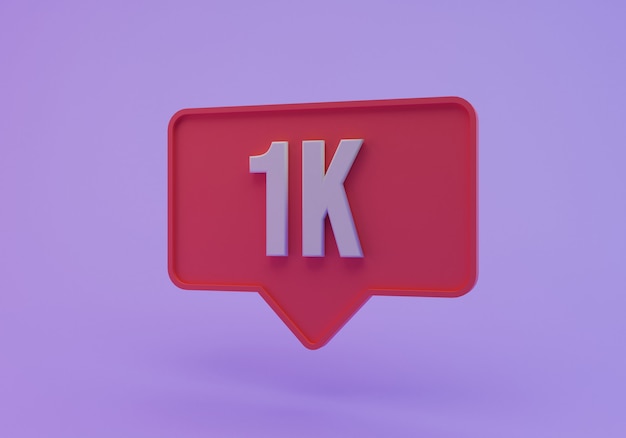 Ilustración Instagram como icono 1k, renderizado 3d