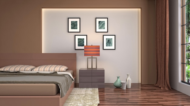 Ilustración del interior del dormitorio.