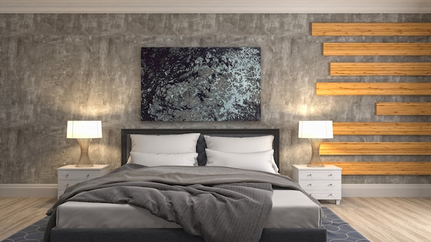 Ilustración del interior del dormitorio