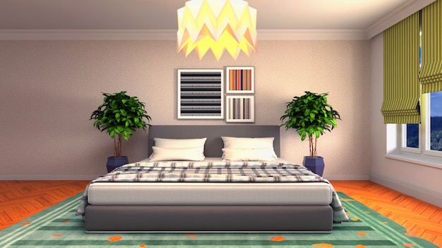 Ilustración del interior del dormitorio
