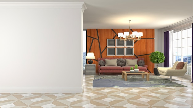 Ilustración del interior de una sala de estar