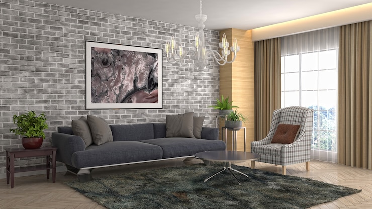 Foto ilustración del interior de la sala de estar.