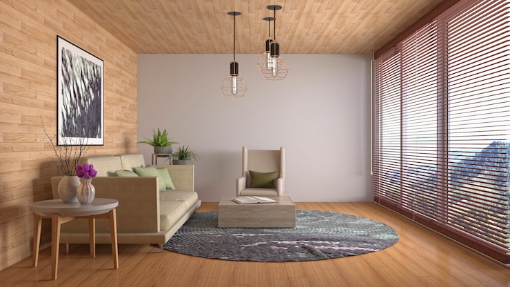 Foto ilustración del interior de la sala de estar.