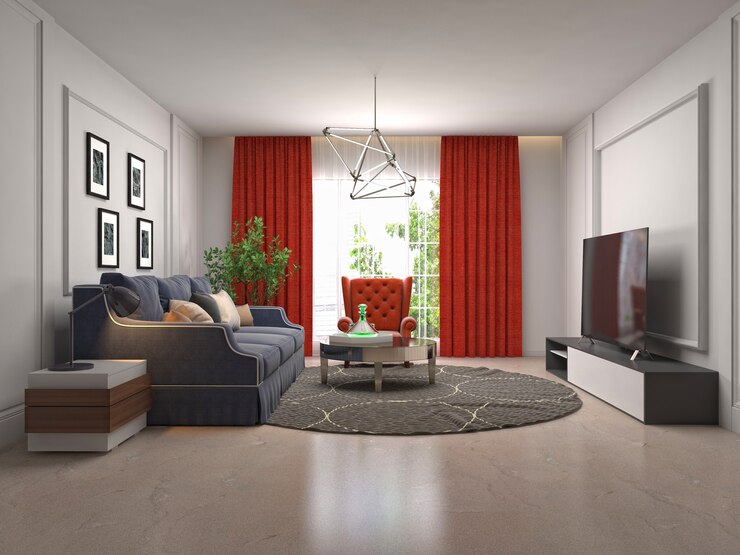 Foto ilustración del interior de la sala de estar.