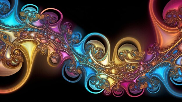 Una ilustración intrincada de un patrón fractal de muchos colores