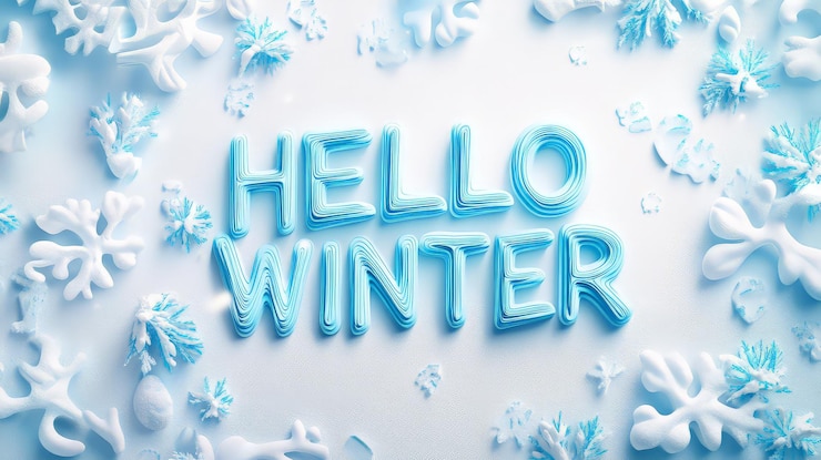 Foto ilustración de invierno sereno con texto 3d