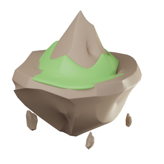 Ilustración de isla voladora 3D