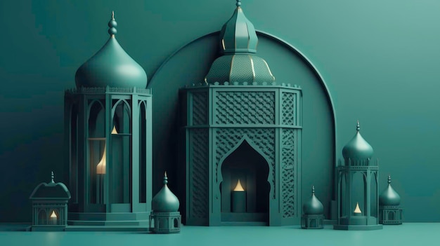Ilustración islámica para la celebración del Ramadán Generada por IA