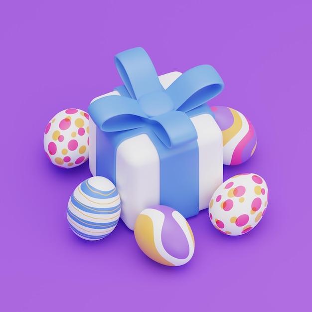 Ilustración isométrica 3d de caja de regalo de huevo de Pascua