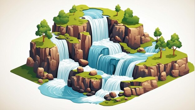 Foto ilustración isométrica de una cascada