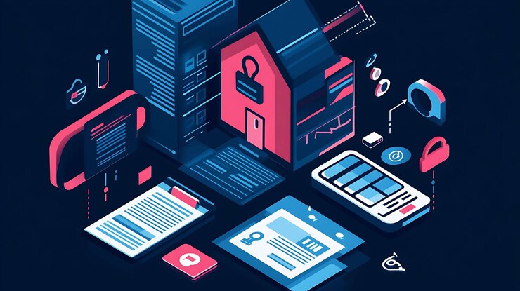 Foto una ilustración isométrica de un hogar digital con un teléfono inteligente y otros iconos tecnológicos