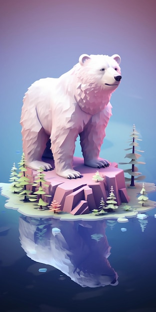 Ilustración isométrica renderizada sobre el tema del oso